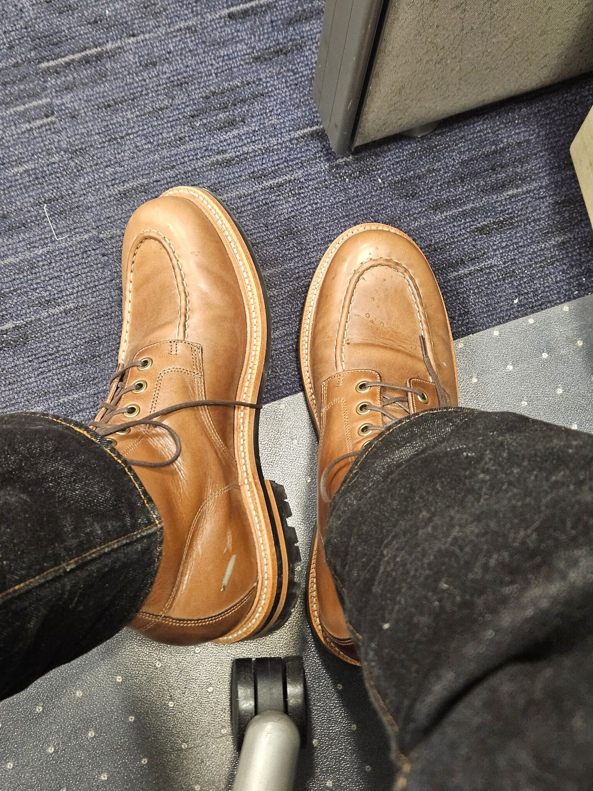 Photo by Shoop on September 2, 2025 of the Grant Stone Brass Boot in Horween Dune Chromexcel.