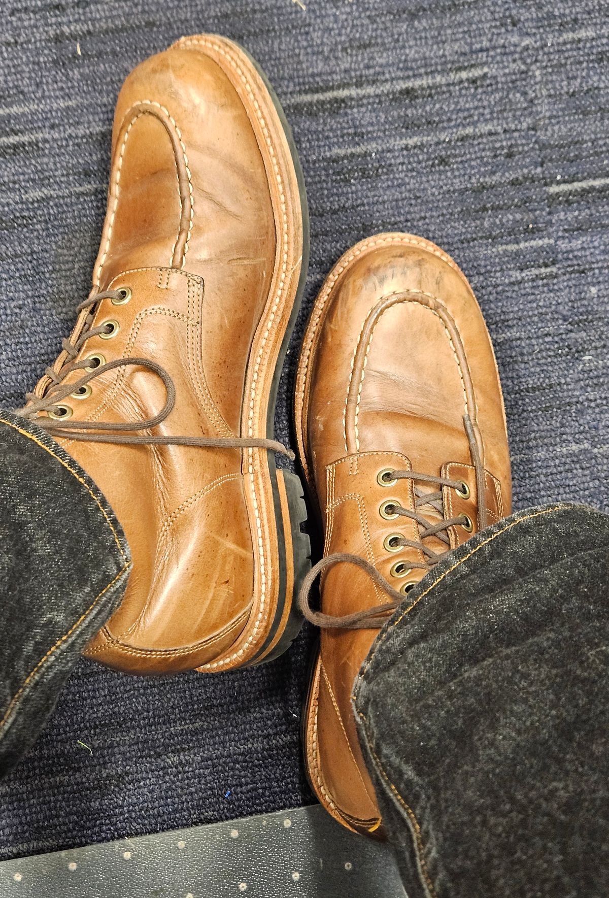 Photo by Shoop on October 9, 2025 of the Grant Stone Brass Boot in Horween Dune Chromexcel.