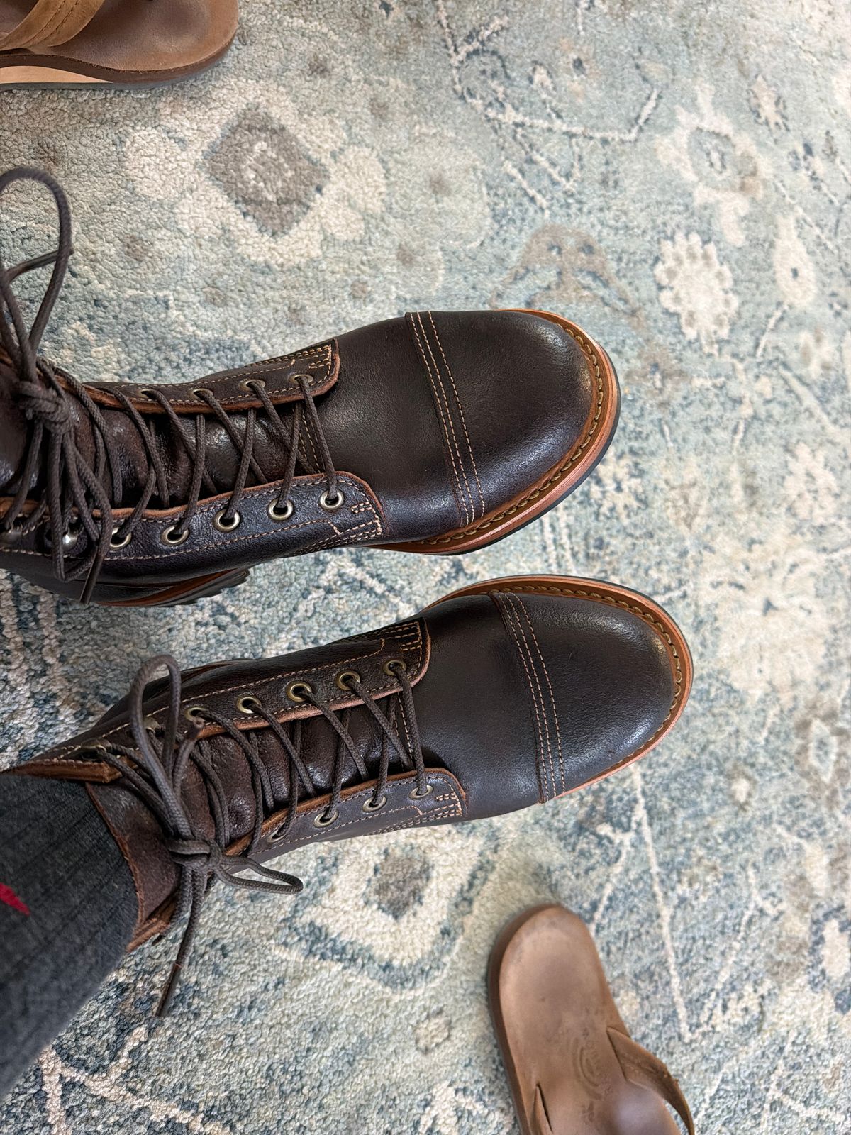 Photo by Txtireguy on July 4, 2026 of the Truman Cap Toe Boot in Seidel Chocolate Oil Tan Roughout.