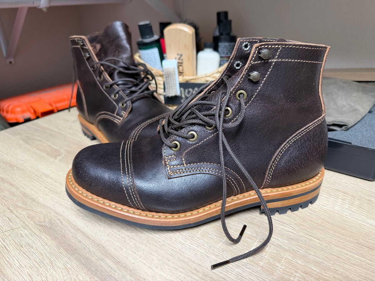 Photo by Txtireguy on July 4, 2026 of the Truman Cap Toe Boot in Seidel Chocolate Oil Tan Roughout.