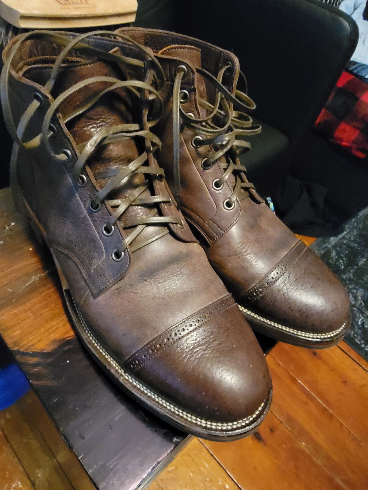 Photo by Griswald_Chillingsworth on December 1, 2022 of the Viberg Service Boot in Cf Stead Hummus Veg Veldt.