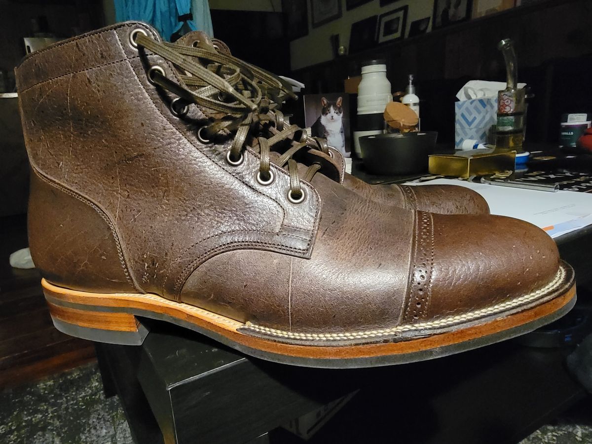 Photo by Griswald_Chillingsworth on November 30, 2022 of the Viberg Service Boot in Cf Stead Hummus Veg Veldt.