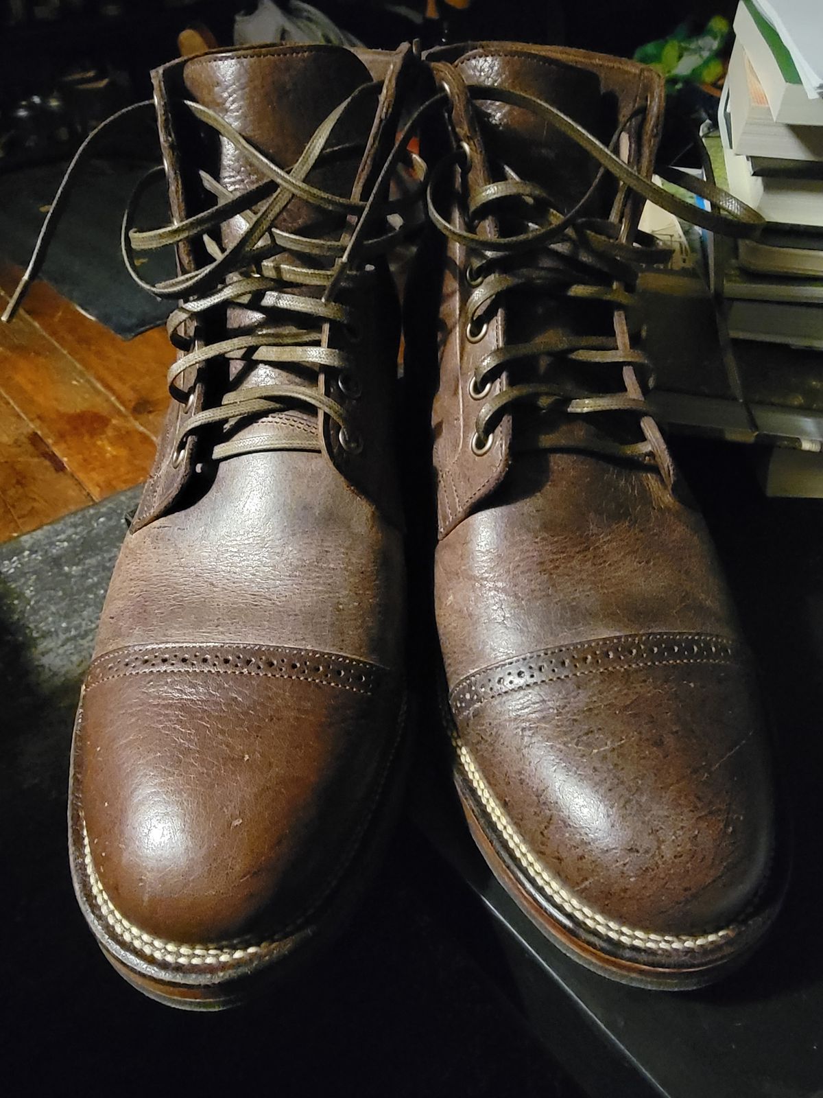 Photo by Griswald_Chillingsworth on November 30, 2022 of the Viberg Service Boot in Cf Stead Hummus Veg Veldt.