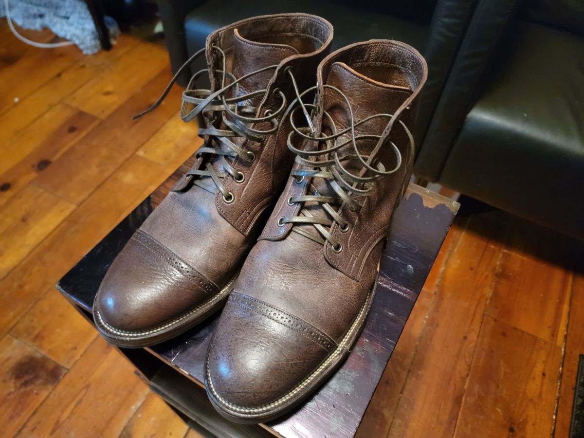 Photo by Griswald_Chillingsworth on December 1, 2022 of the Viberg Service Boot in Cf Stead Hummus Veg Veldt.