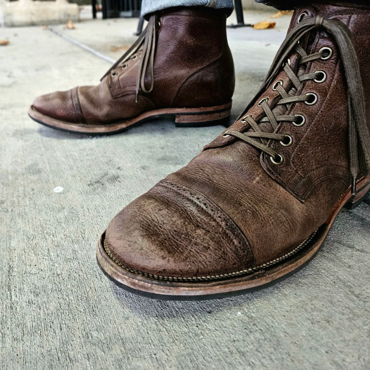Photo by Griswald_Chillingsworth on November 9, 2023 of the Viberg Service Boot in Cf Stead Hummus Veg Veldt.