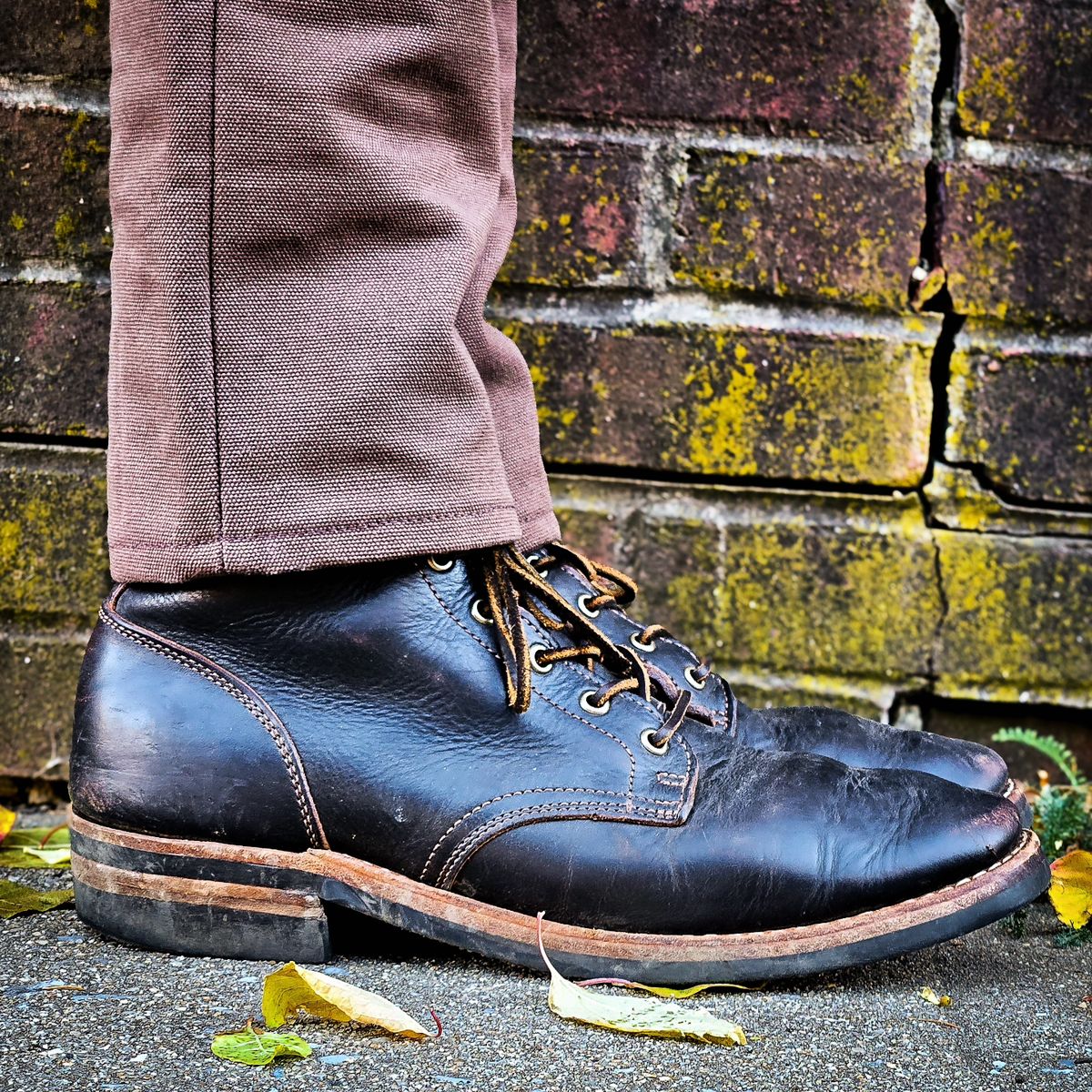 Photo by justinmcgustin on November 9, 2024 of the Truman Plain Toe Boot in Black Teacore.