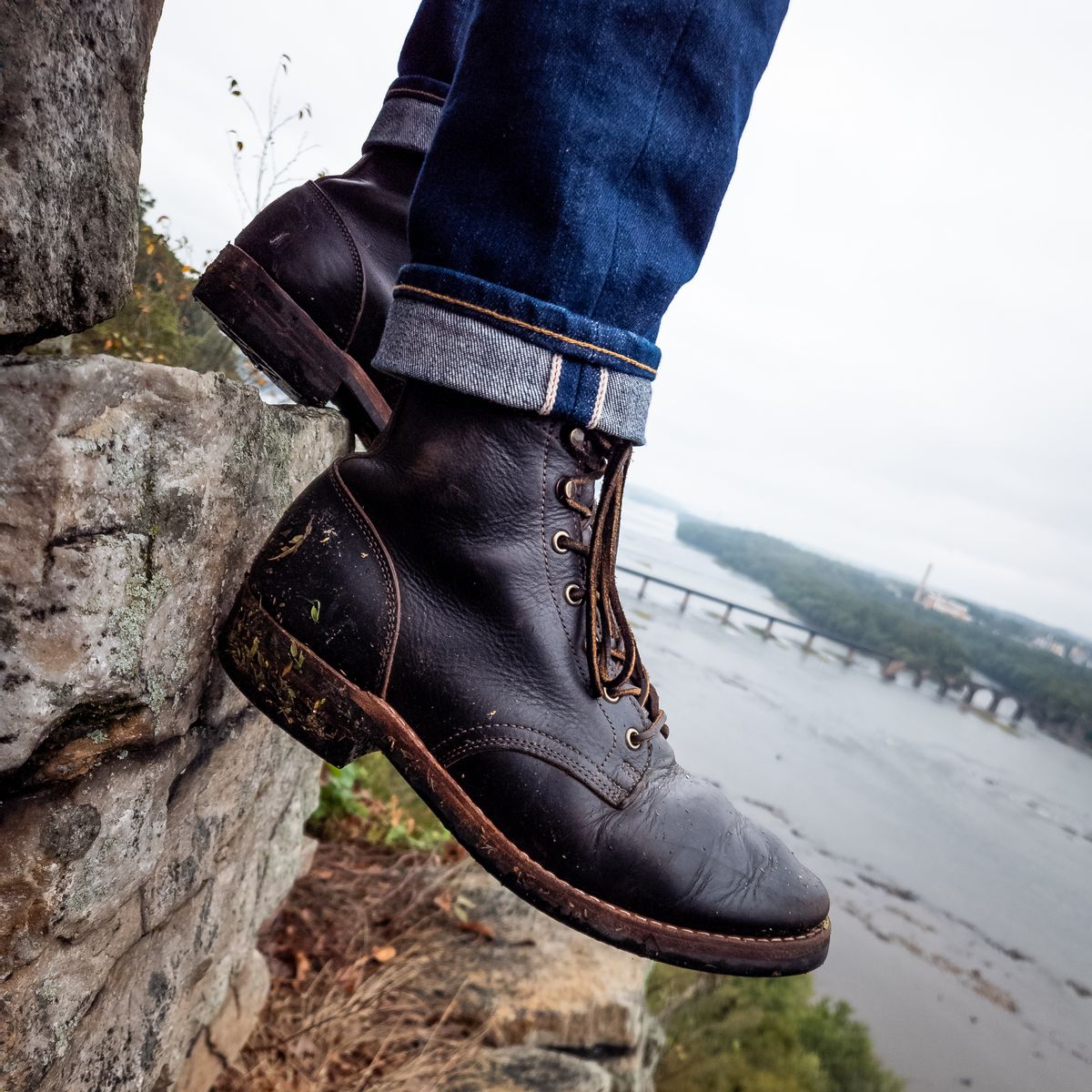 Photo by justinmcgustin on September 30, 2024 of the Truman Plain Toe Boot in Black Teacore.