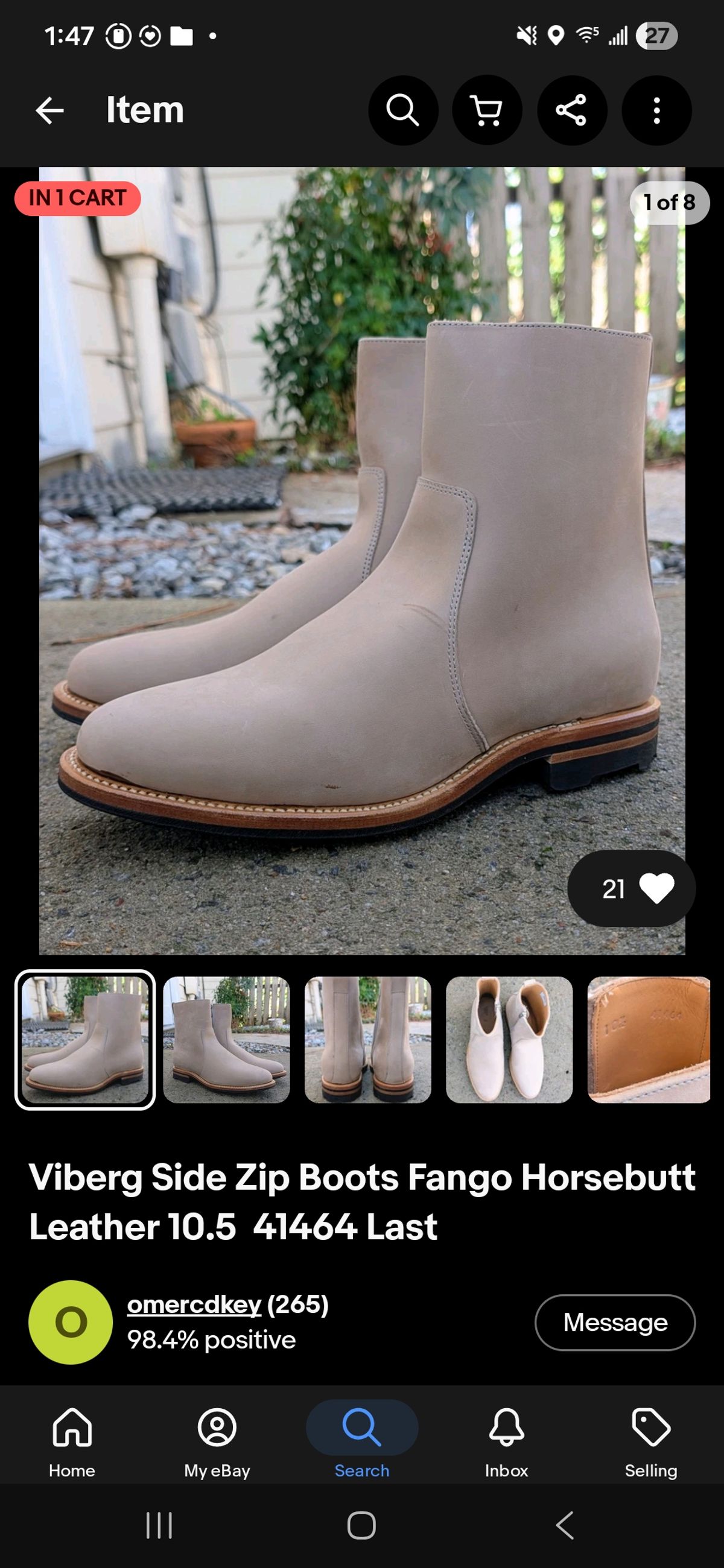 Photo by justinmcgustin on April 26, 2026 of the Viberg Side Zip in Maryam Fango Horsebutt.