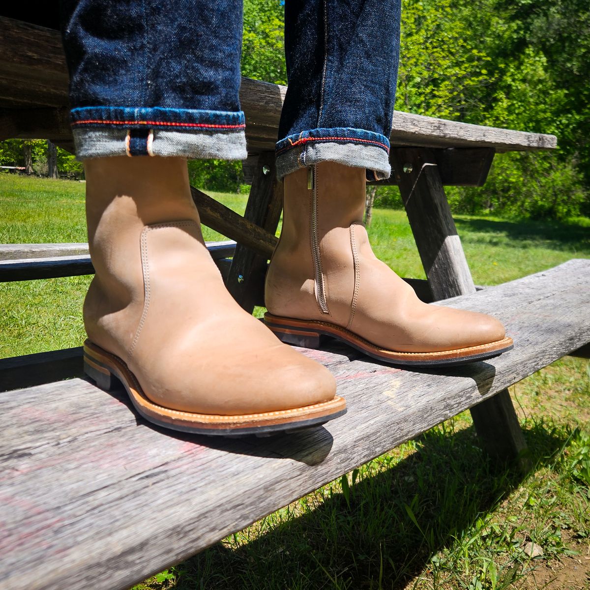 Photo by Griswald_Chillingsworth on May 15, 2026 of the Viberg Side Zip in Maryam Fango Horsebutt.
