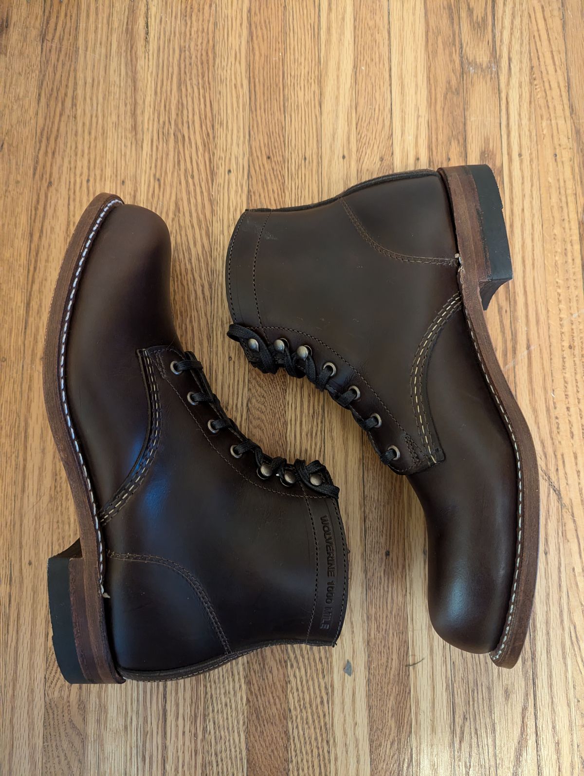 Photo by phil on November 5, 2024 of the Wolverine 1000 Mile Plain-Toe Boot in Horween Carolina Brown Chromexcel.
