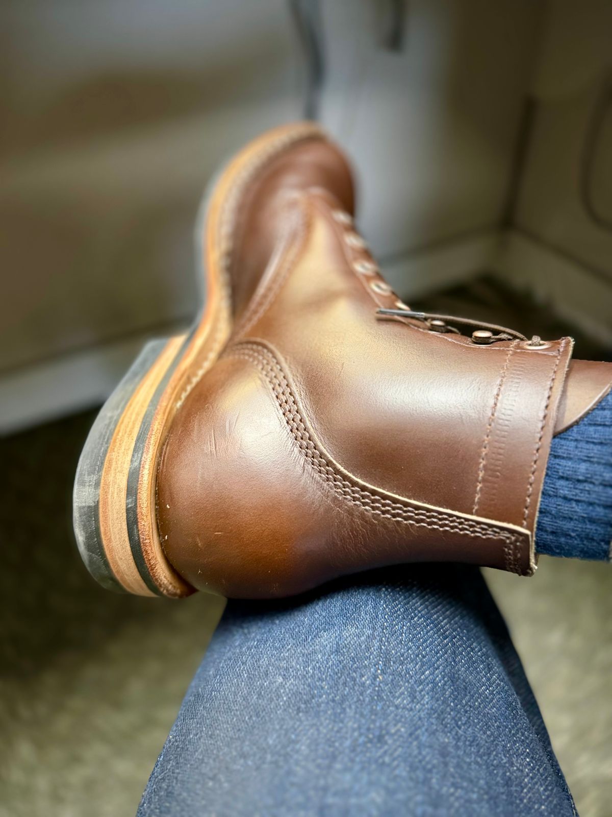 Photo by peanutsngranola on June 12, 2026 of the White's MP-M1 in Horween Brown Chromexcel Horsehide.