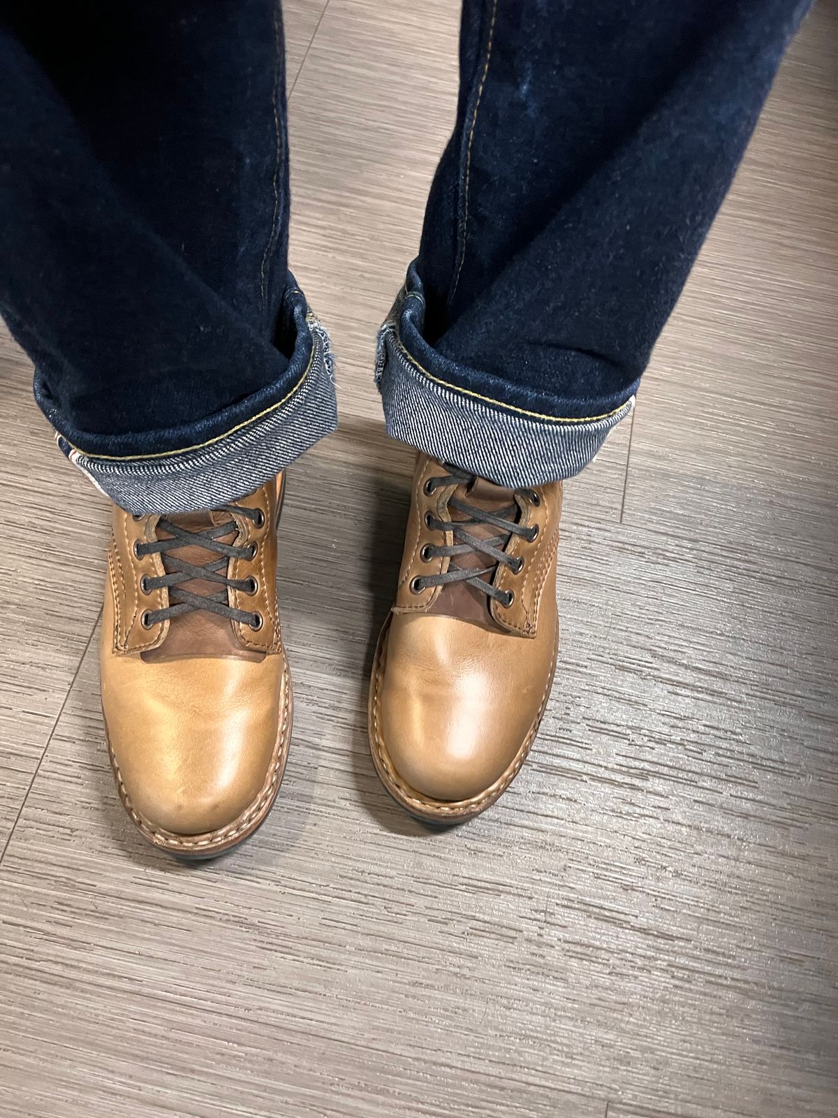 Photo by peanutsngranola on February 20, 2025 of the White's MP-Sherman Plain Toe in Horween Natural Chromexcel.