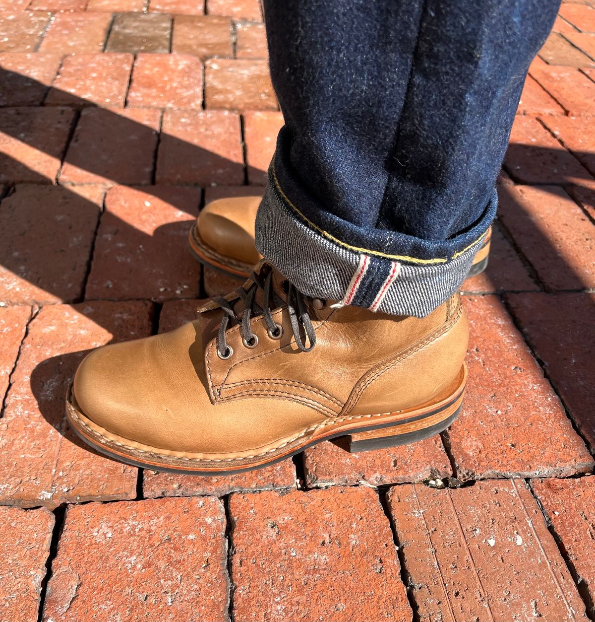 Photo by peanutsngranola on February 24, 2025 of the White's MP-Sherman Plain Toe in Horween Natural Chromexcel.