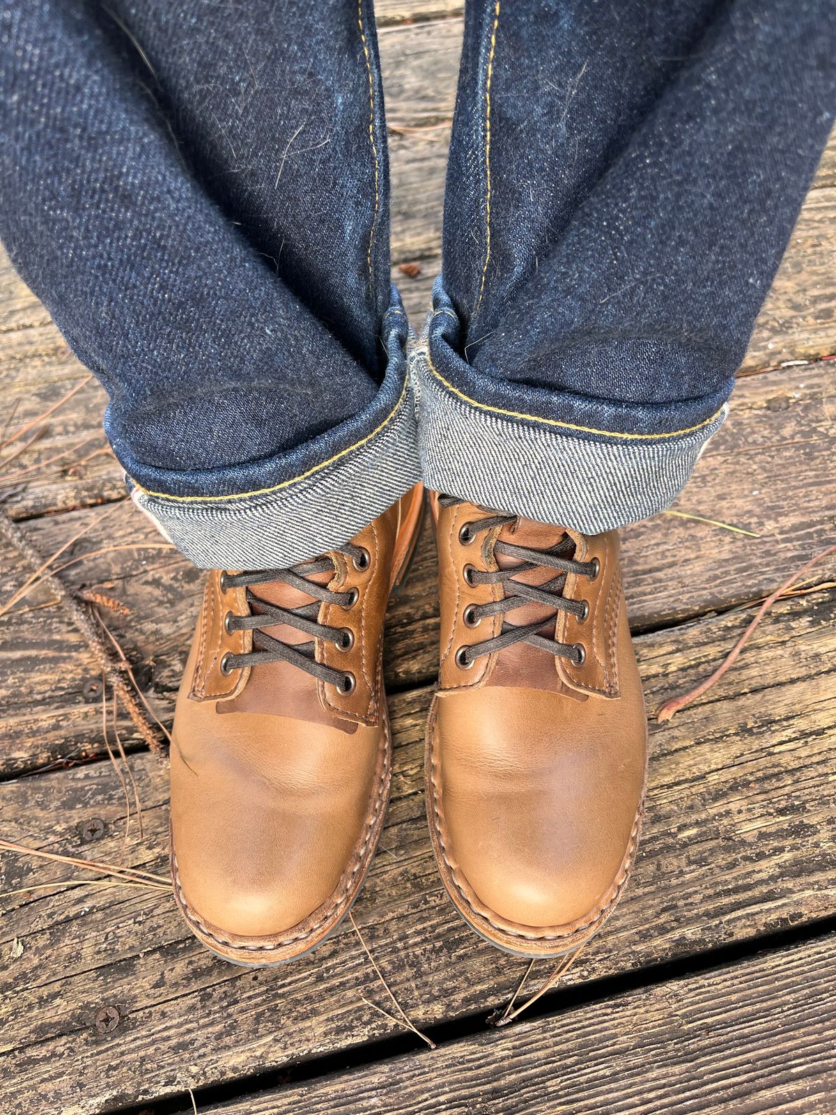 Photo by peanutsngranola on March 6, 2025 of the White's MP-Sherman Plain Toe in Horween Natural Chromexcel.