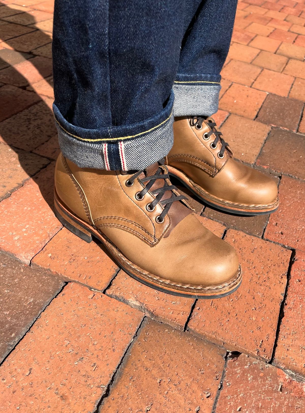Photo by peanutsngranola on March 14, 2025 of the White's MP-Sherman Plain Toe in Horween Natural Chromexcel.