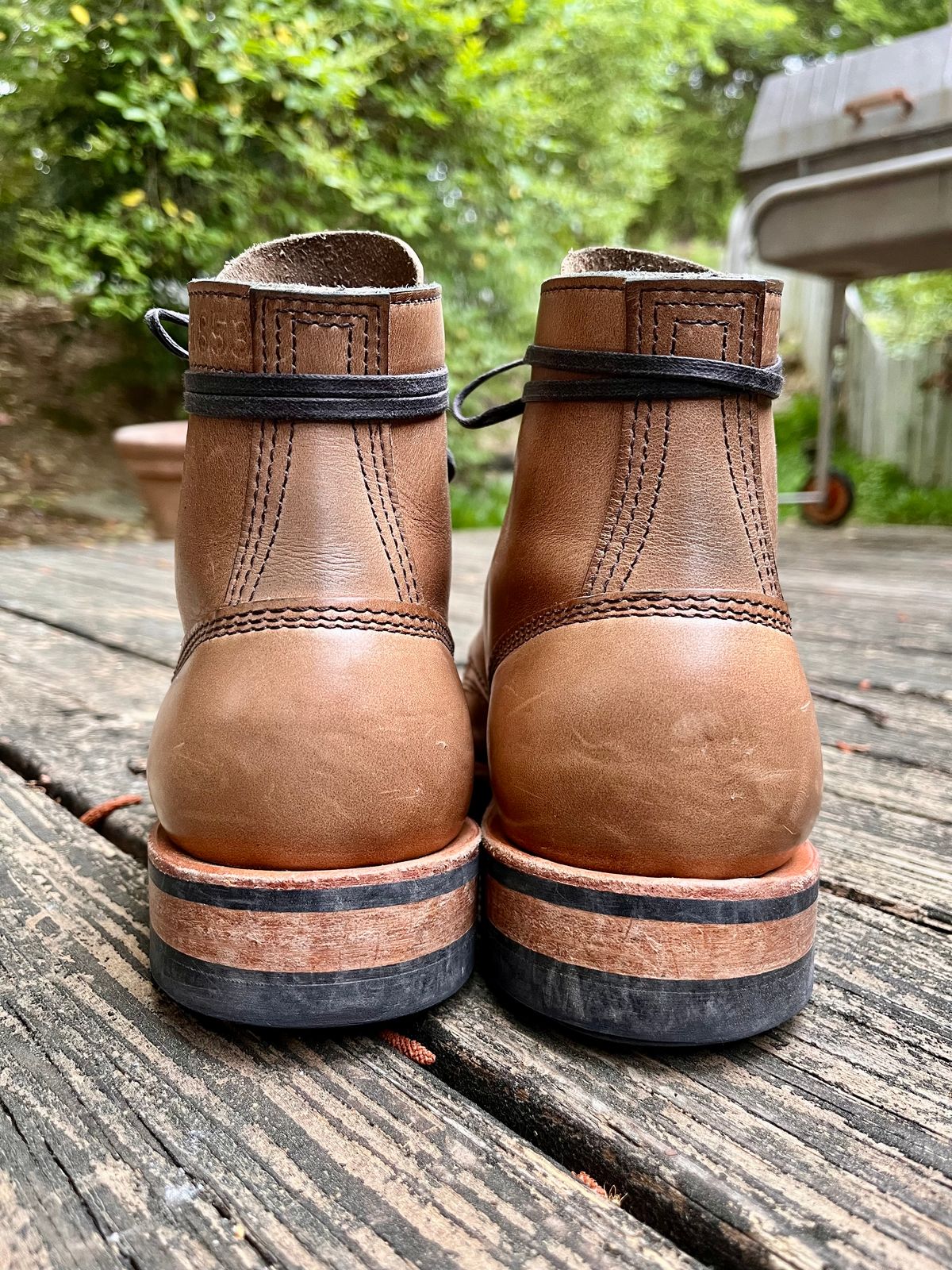 Photo by peanutsngranola on April 15, 2025 of the White's MP-Sherman Plain Toe in Horween Natural Chromexcel.