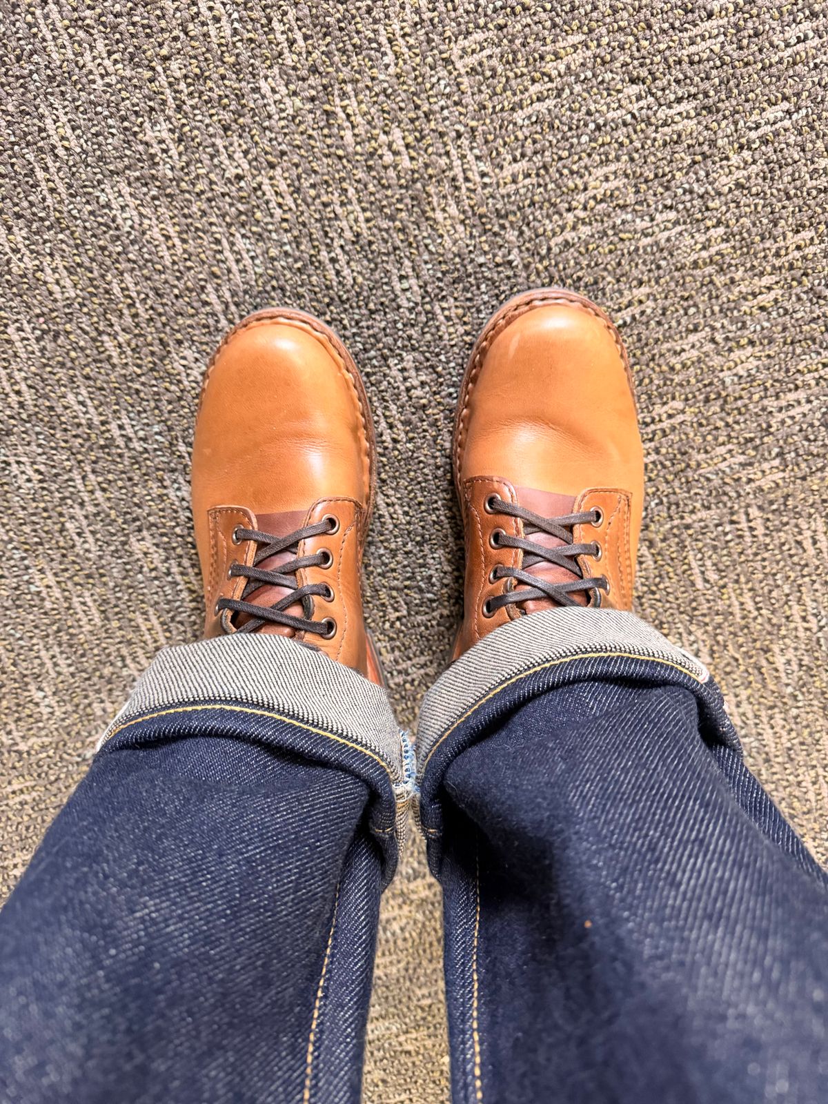 Photo by peanutsngranola on October 17, 2025 of the White's MP-Sherman Plain Toe in Horween Natural Chromexcel.