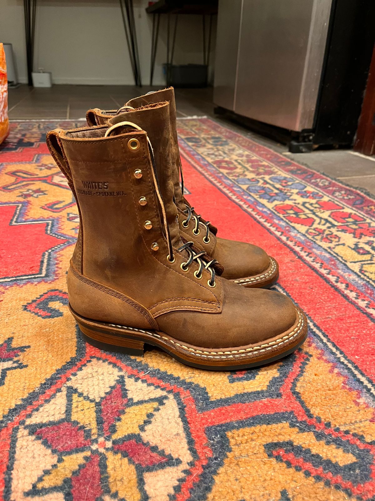 Photo by peanutsngranola on November 5, 2024 of the White's Farmer/Rancher in Seidel Distressed Smooth.