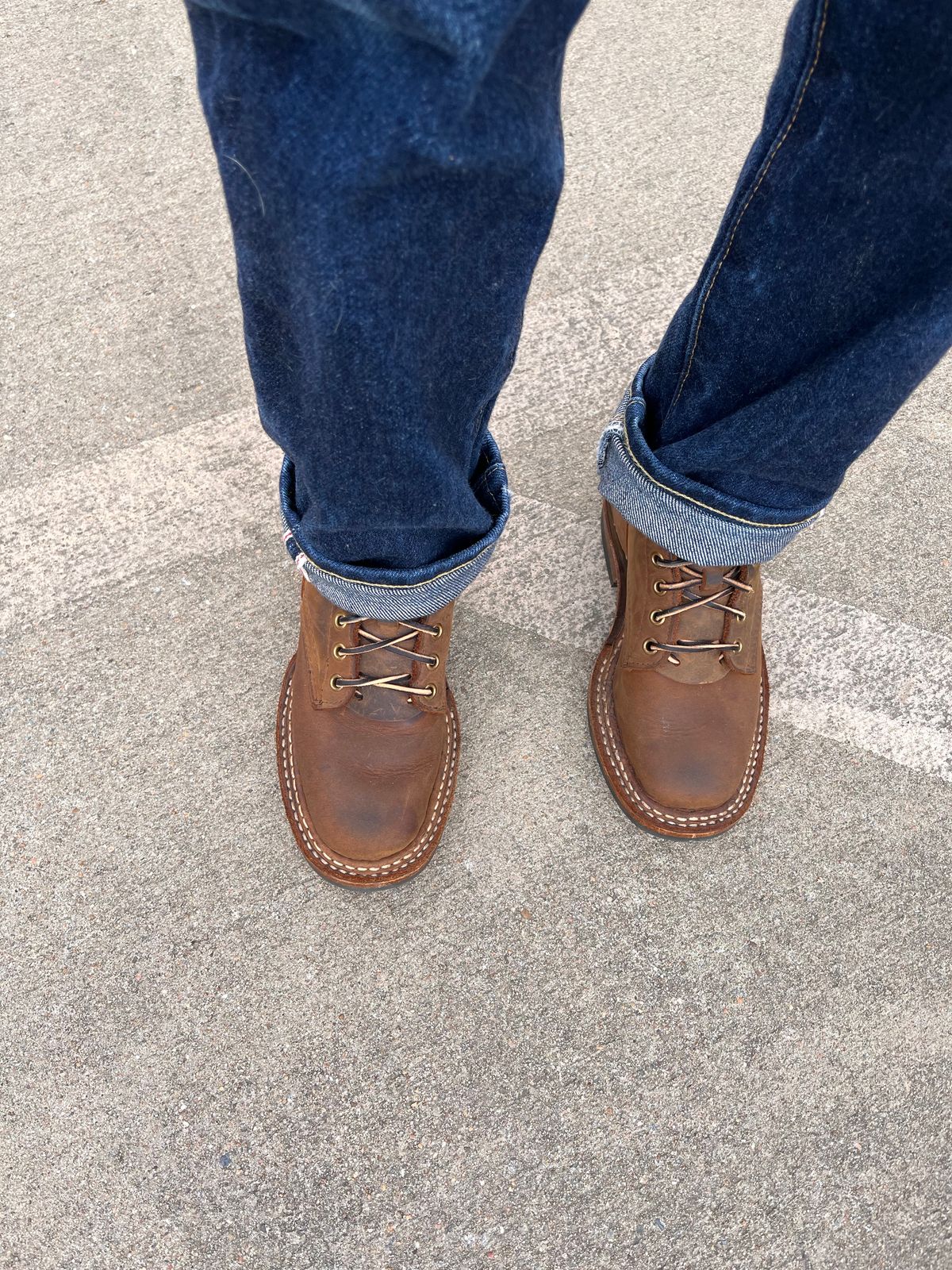 Photo by peanutsngranola on March 25, 2025 of the White's Farmer/Rancher in Seidel Distressed Smooth.
