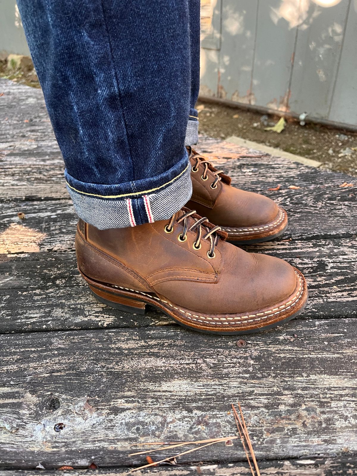 Photo by peanutsngranola on May 4, 2025 of the White's Farmer/Rancher in Seidel Distressed Smooth.