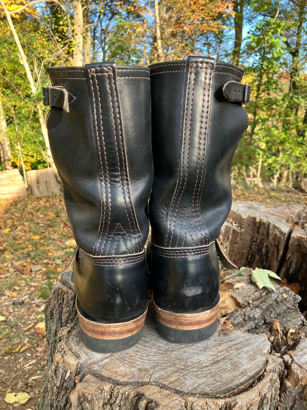 Photo by oldboysblue on November 2, 2024 of the Wesco Mister Lou in Wesco / Horween Black Horsehide.