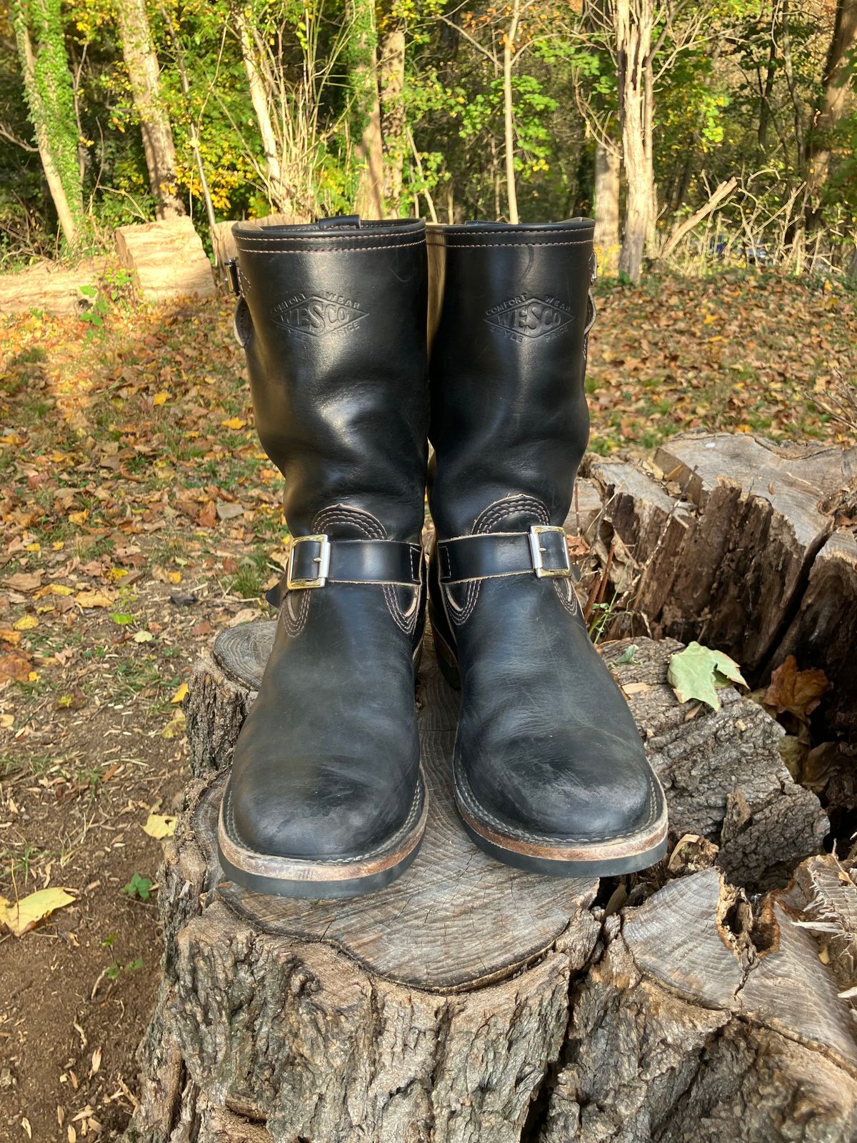 Photo by oldboysblue on November 2, 2024 of the Wesco Mister Lou in Wesco / Horween Black Horsehide.