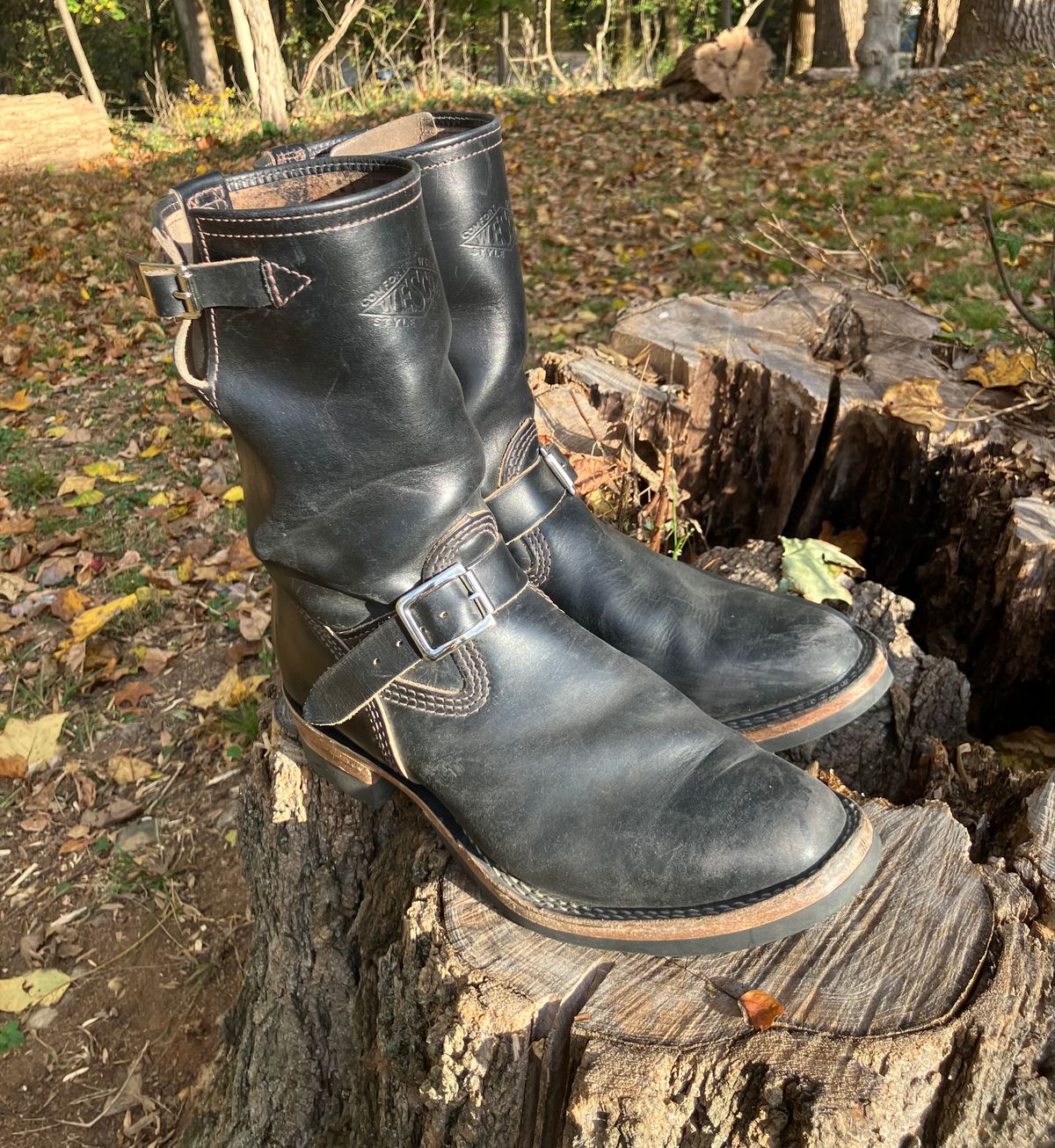 Photo by oldboysblue on November 2, 2024 of the Wesco Mister Lou in Wesco / Horween Black Horsehide.