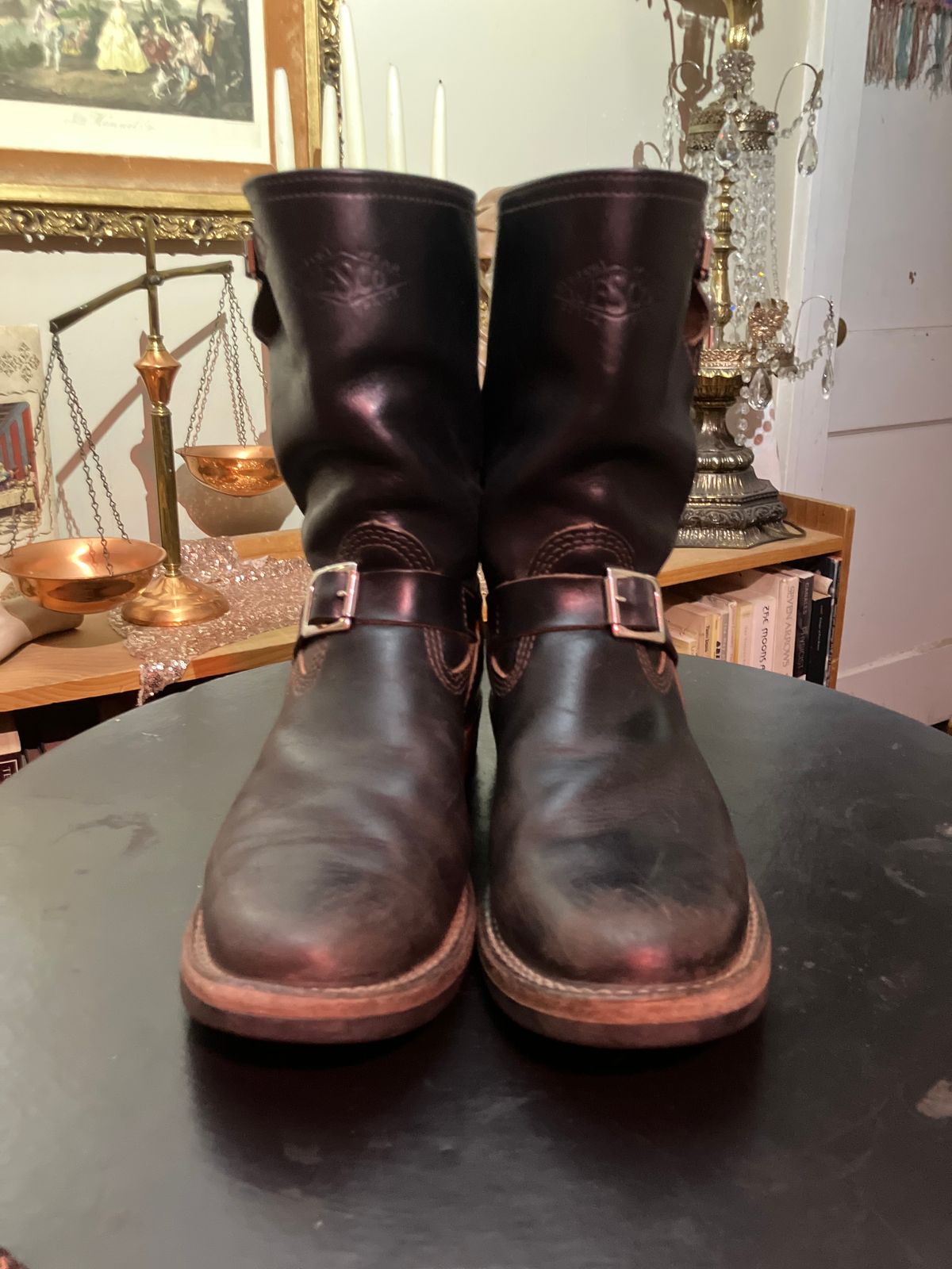 Photo by oldboysblue on January 3, 2025 of the Wesco Mister Lou in Wesco / Horween Black Horsehide.