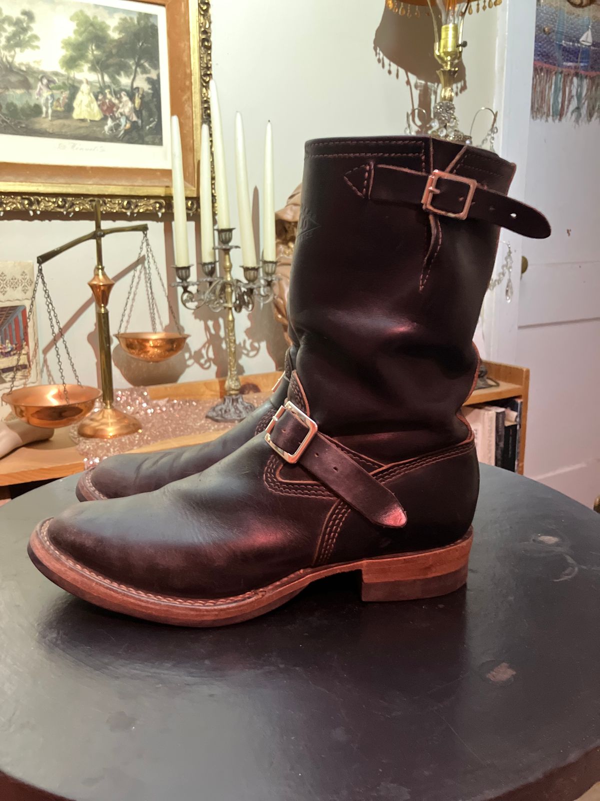Photo by oldboysblue on January 3, 2025 of the Wesco Mister Lou in Wesco / Horween Black Horsehide.