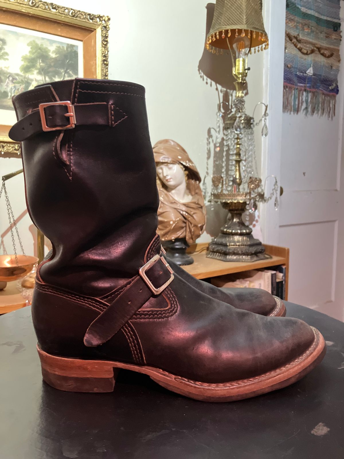 Photo by oldboysblue on January 3, 2025 of the Wesco Mister Lou in Wesco / Horween Black Horsehide.