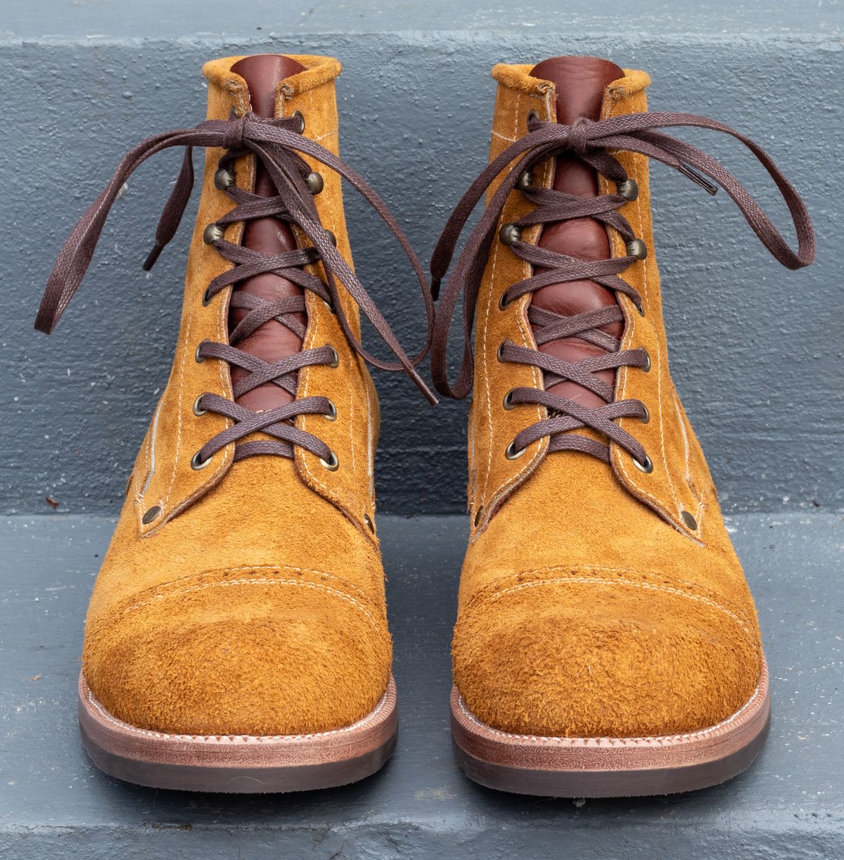 Photo by JewishJesus on February 21, 2026 of the Kiattoko Old Boy in Horween Wheat Chamois & Badalassi Carlo Tobacco Minerva.