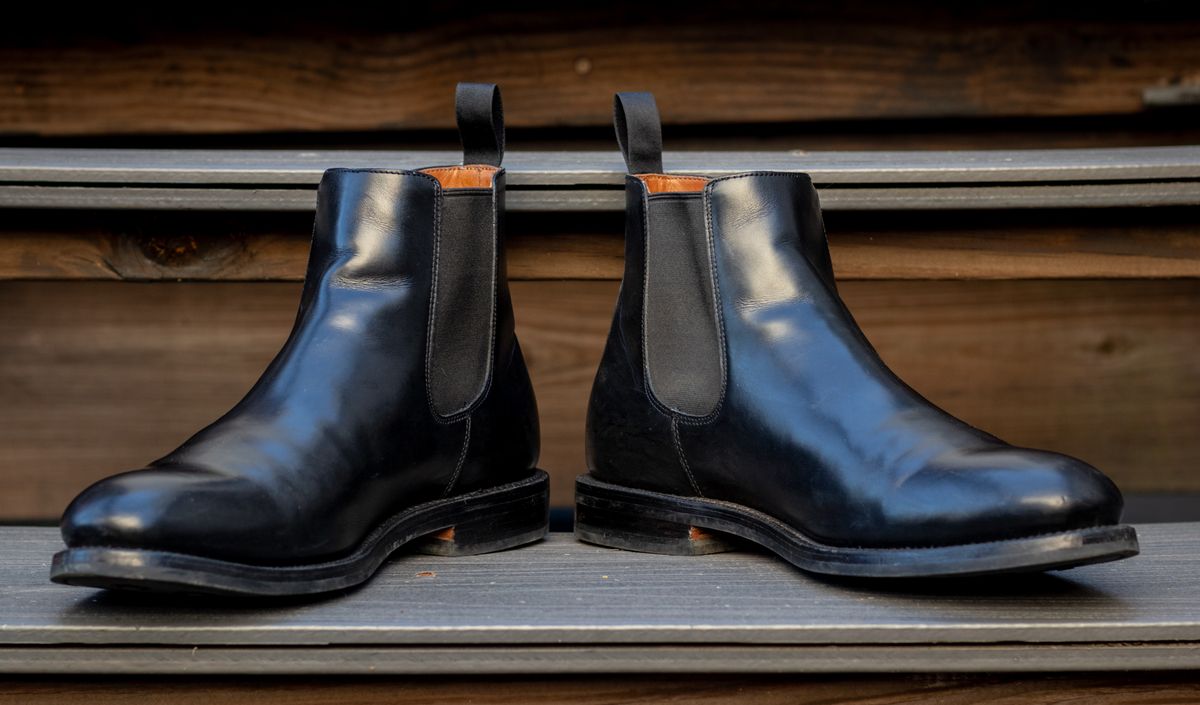 Photo by TheJewishJesus on August 30, 2025 of the Grant Stone Chelsea Boot in Grant Stone / Horween Black Chromexcel Kipskin.