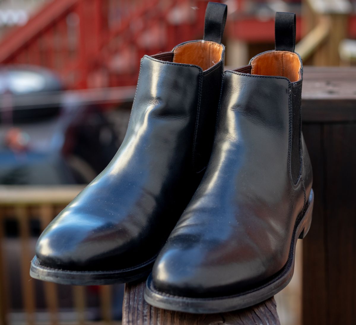 Photo by TheJewishJesus on August 30, 2025 of the Grant Stone Chelsea Boot in Grant Stone / Horween Black Chromexcel Kipskin.