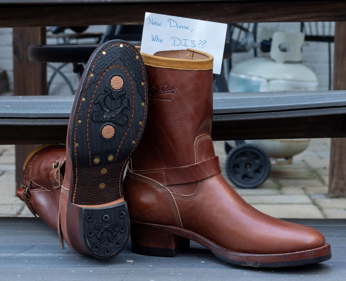 Photo by JewishJesus on October 2, 2025 of the Role Club Engineer Boots in Brown Italian Horsehide.