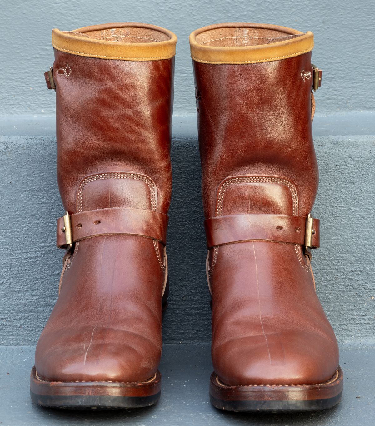 Photo by JewishJesus on December 3, 2025 of the Role Club Engineer Boots in Brown Italian Horsehide.