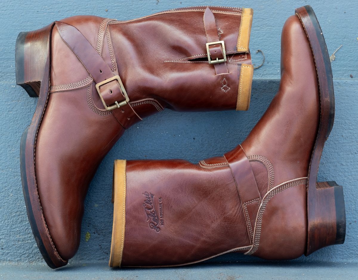 Photo by JewishJesus on December 3, 2025 of the Role Club Engineer Boots in Brown Italian Horsehide.