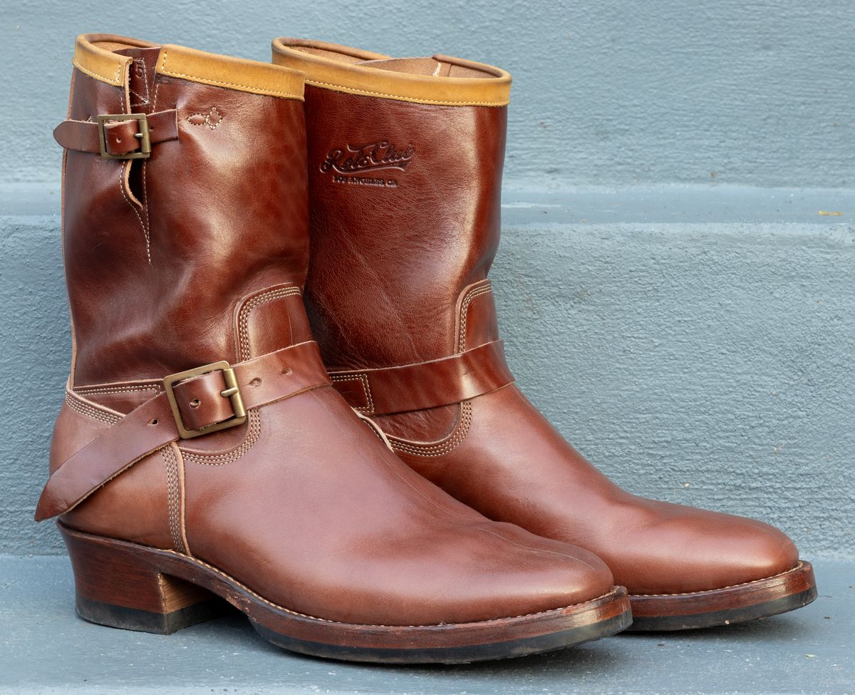 Photo by JewishJesus on December 3, 2025 of the Role Club Engineer Boots in Brown Italian Horsehide.