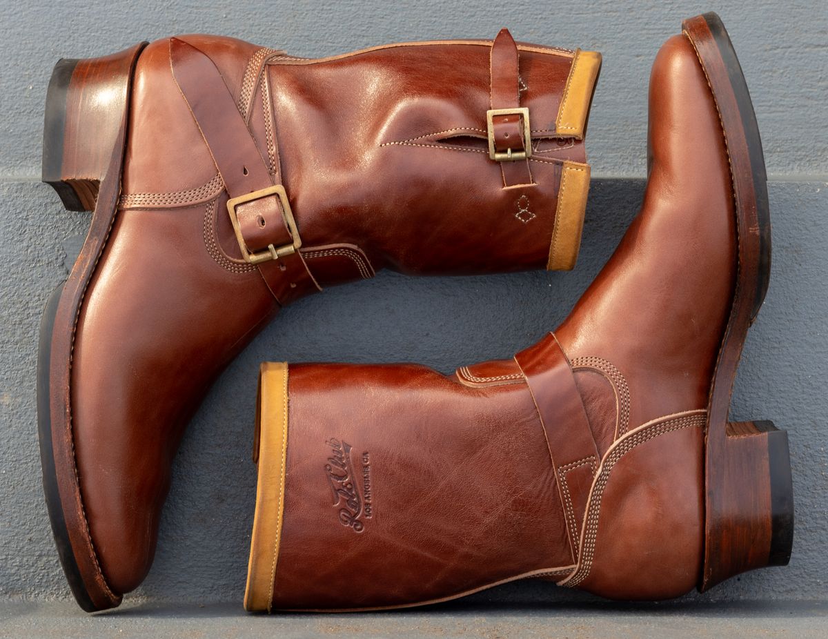 Photo by JewishJesus on January 1, 2026 of the Role Club Engineer Boots in Brown Italian Horsehide.