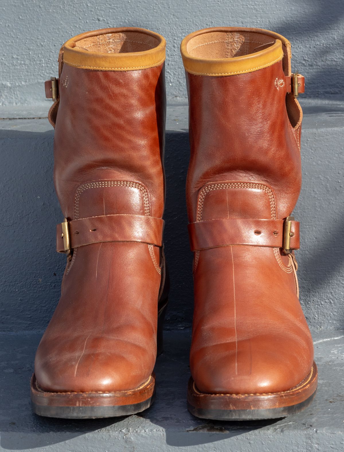 Photo by JewishJesus on January 30, 2026 of the Role Club Engineer Boots in Brown Italian Horsehide.