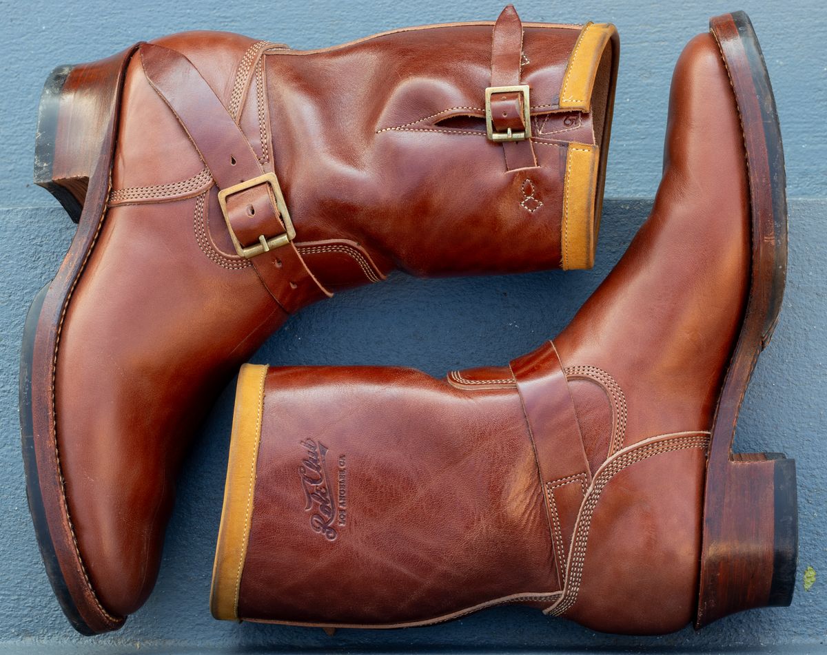 Photo by JewishJesus on March 1, 2026 of the Role Club Engineer Boots in Brown Italian Horsehide.