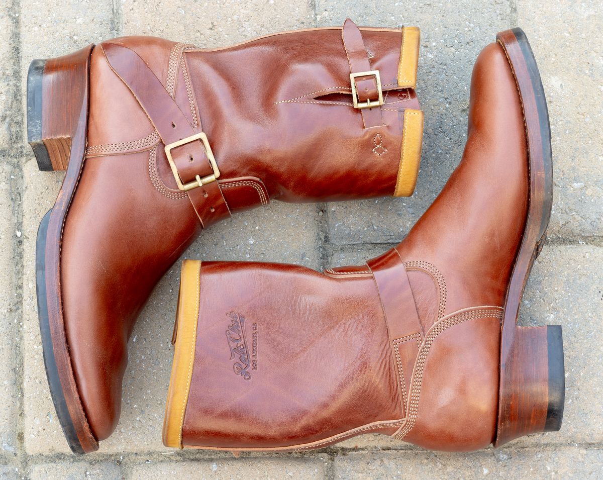Photo by JewishJesus on April 1, 2026 of the Role Club Engineer Boots in Brown Italian Horsehide.
