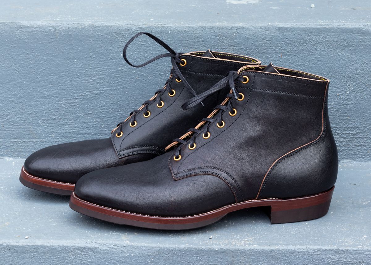 Photo by JewishJesus on February 21, 2026 of the Iron Boots The Chosen Dog in Maryam Black Washed Horsebutt.