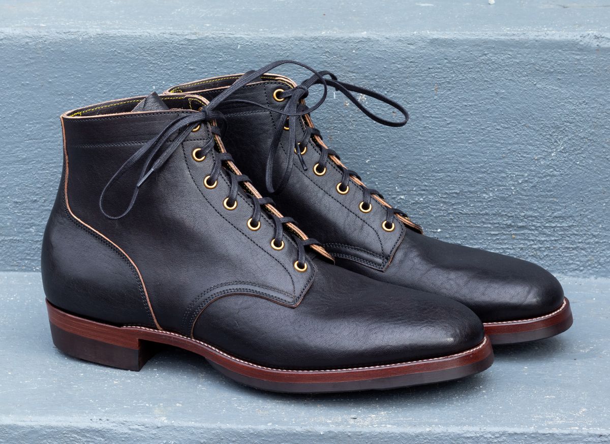 Photo by JewishJesus on February 21, 2026 of the Iron Boots The Chosen Dog in Maryam Black Washed Horsebutt.