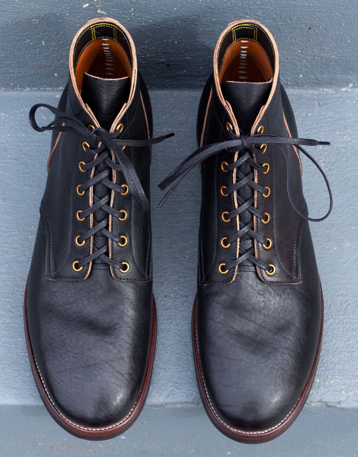 Photo by JewishJesus on February 21, 2026 of the Iron Boots The Chosen Dog in Maryam Black Washed Horsebutt.