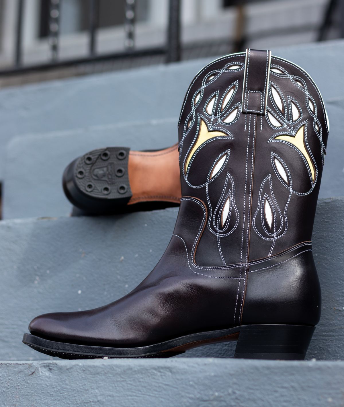 Photo by JewishJesus on February 21, 2026 of the Clinch Cowboy Boots in Black Teacore Calf.