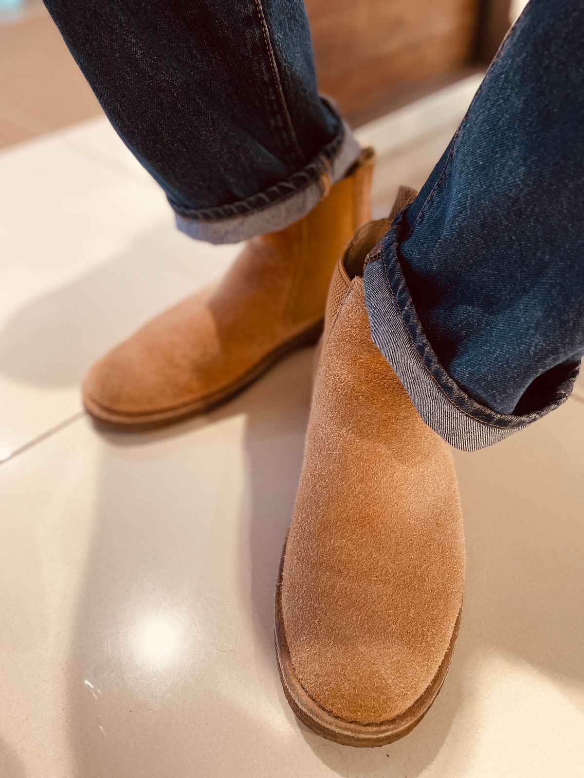 Photo by thedrunkdunker on December 8, 2025 of the Astorflex Bitflex in Tobacco Suede.
