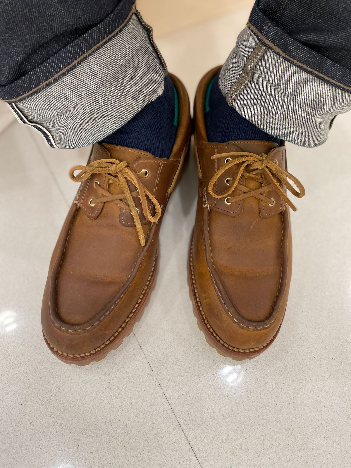 Photo by thedrunkdunker on June 26, 2024 of the Rhodes Tahoe Boat Shoe in Unknown Leather.