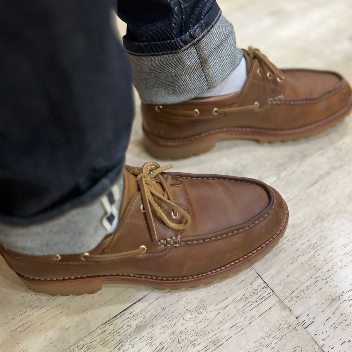 Photo by thedrunkdunker on June 27, 2024 of the Rhodes Tahoe Boat Shoe in Unknown Leather.