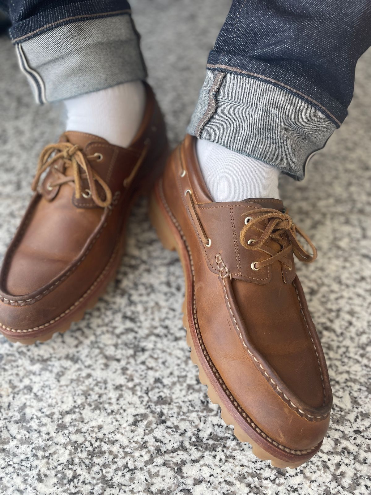 Photo by thedrunkdunker on June 28, 2024 of the Rhodes Tahoe Boat Shoe in Unknown Leather.