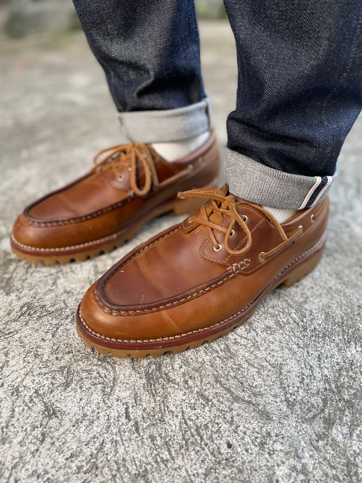 Photo by thedrunkdunker on January 11, 2025 of the Rhodes Tahoe Boat Shoe in Unknown Leather.